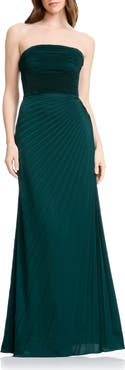 Dress the Population Kinley Accordion Pleat Strapless Evening Gown