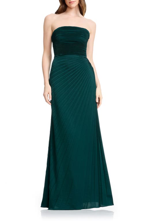 Dress The Population Women's Kinley Strapless Pleated A-line Maxi Dress In Green