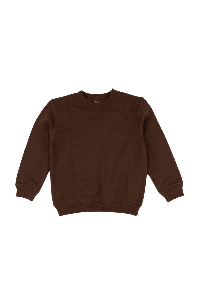 Leveret Kids Pullover Sweatshirt, Long Sleeve, Solid Colors, Alternate, color, Brown