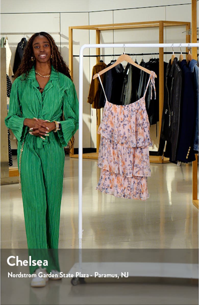 Loella Floral Print Pleated Tiered One-Shoulder Minidress, sales video thumbnail