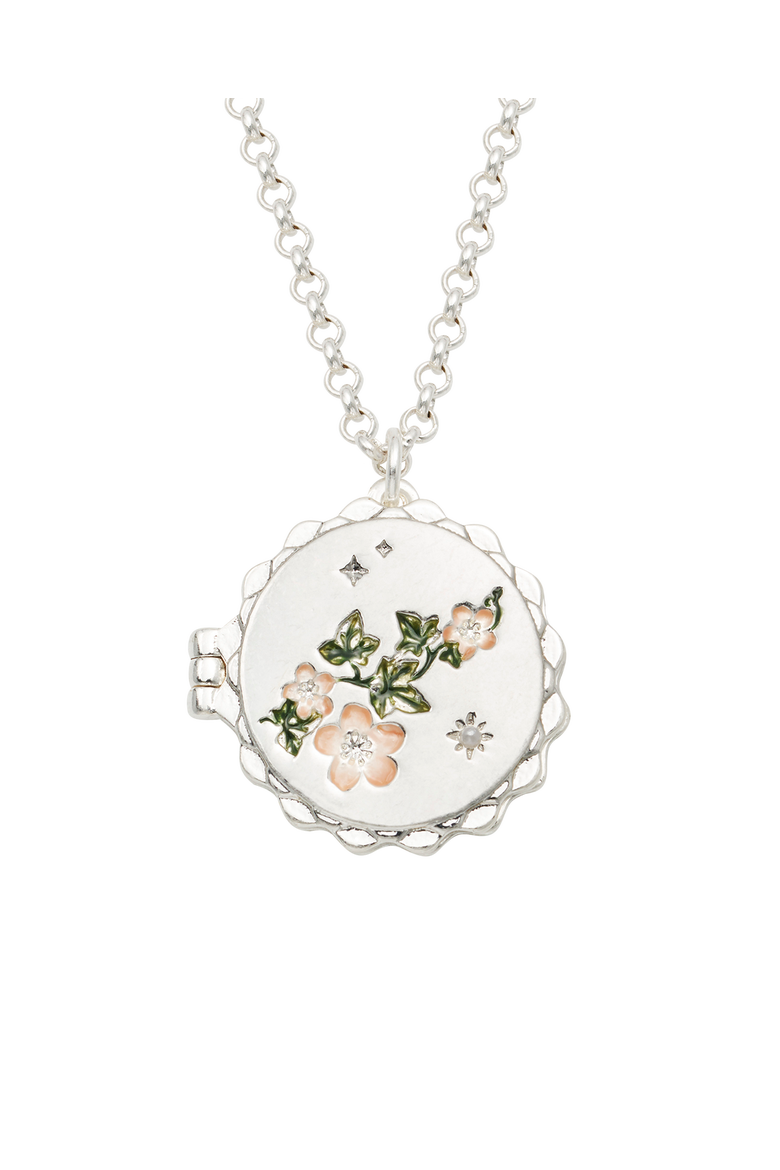 Ivy Blossom Locket Necklace, Main, color, Silver