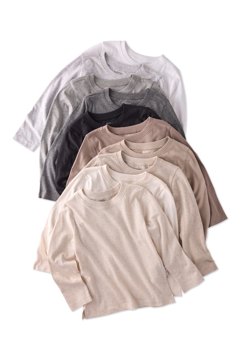 London 10-Pack Long Sleeve Organic Cotton T-Shirts, Main, color, STONE NATURAL RAINBOW