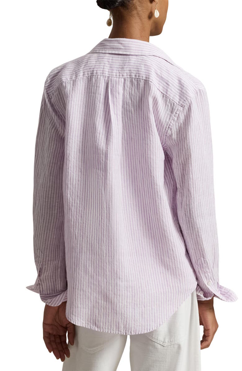 Polo Ralph Lauren Classic Fit Stripe Linen Button-Up Shirt, Alternate, color, Maeve White