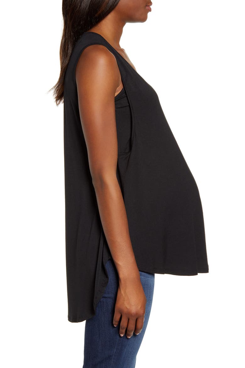 Swing Maternity/Nursing Tank, Alternate, color, BLACK
