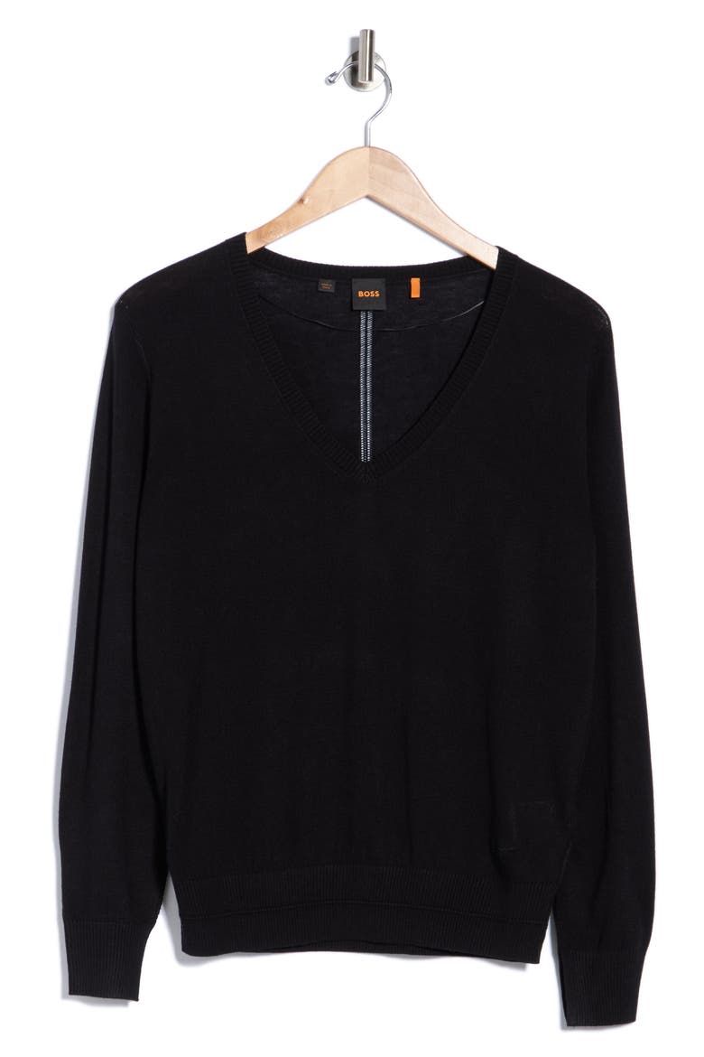 V-Neck Sweater, Main, color, BLACK
