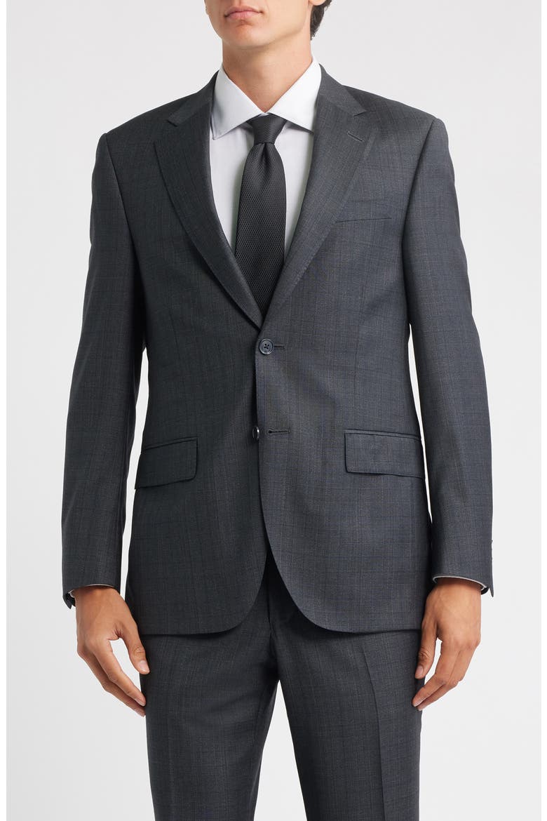 Flynn Classic Fit Charcoal Grey Check Wool Suit, Alternate, color, CHARCOAL