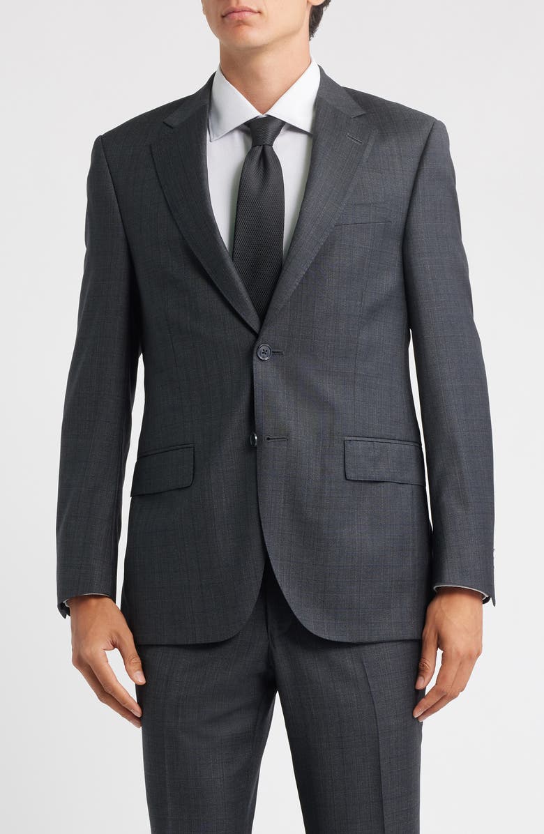 Peter Millar Flynn Classic Fit Charcoal Grey Check Wool Suit, Alternate, color, Charcoal