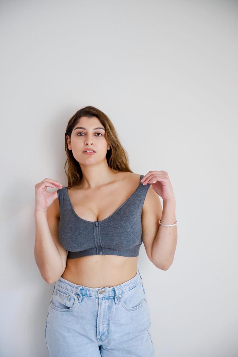 Wilderness Front Closure Bra Mastectomy Friendly, Alternate, color, Melange Grey