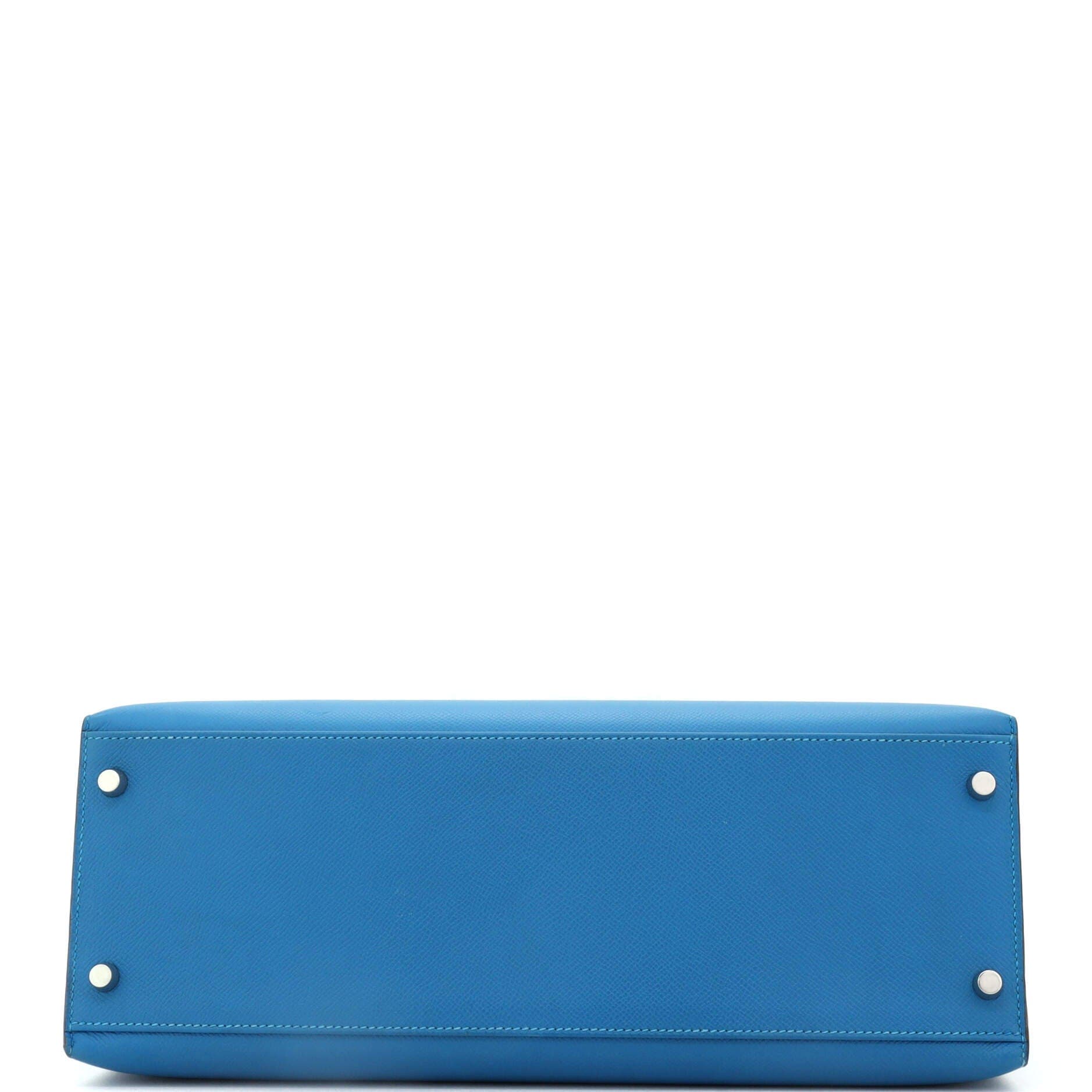 Pre-Owned Hermes Kelly Handbag Blue Epsom with Palladium Hardware 35, Alternate, color, 