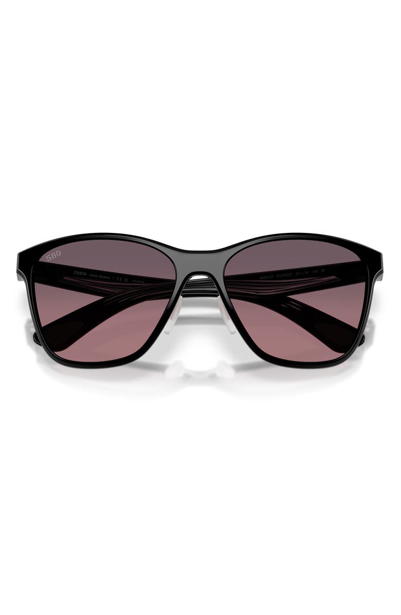 Costa Del Mar Luna Nueva 57mm Polarized Butterfly Sunglasses, Alternate, color, Black / Rose Gradient 580G