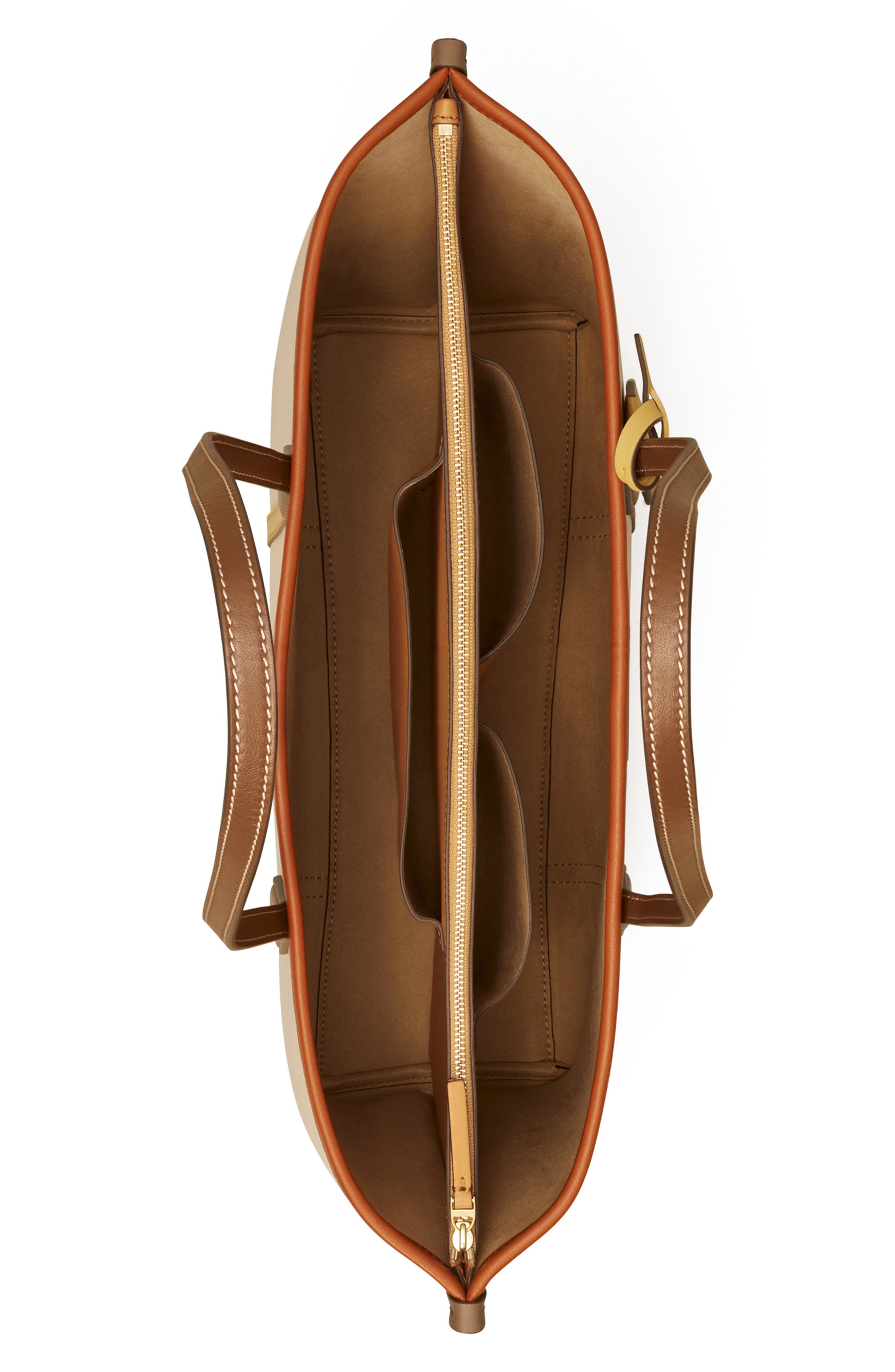 Tory Burch Perry Colorblock Triple Compartment Leather Tote, Alternate, color, 