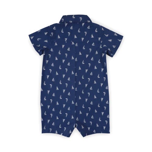 Hope & Henry Baby Seersucker Button Front Romper, Infant In Blue