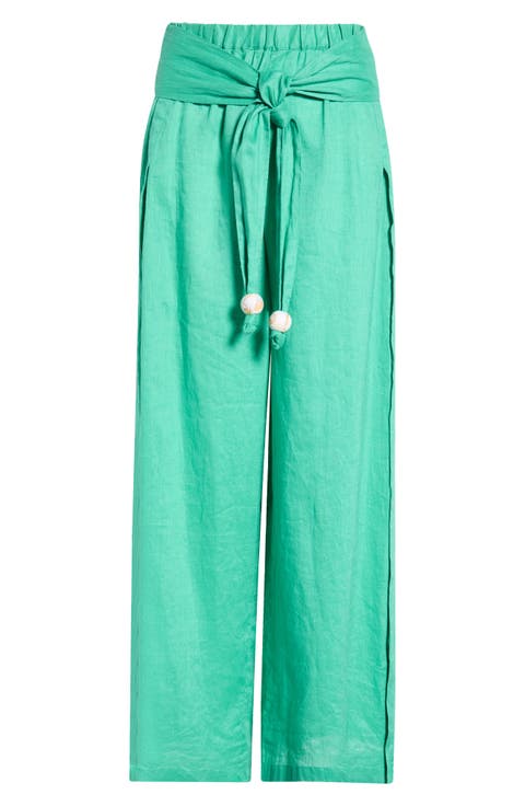 Tie Side Linen Cover-Up Pants