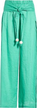 Elan Tie Side Linen Cover-Up Pants