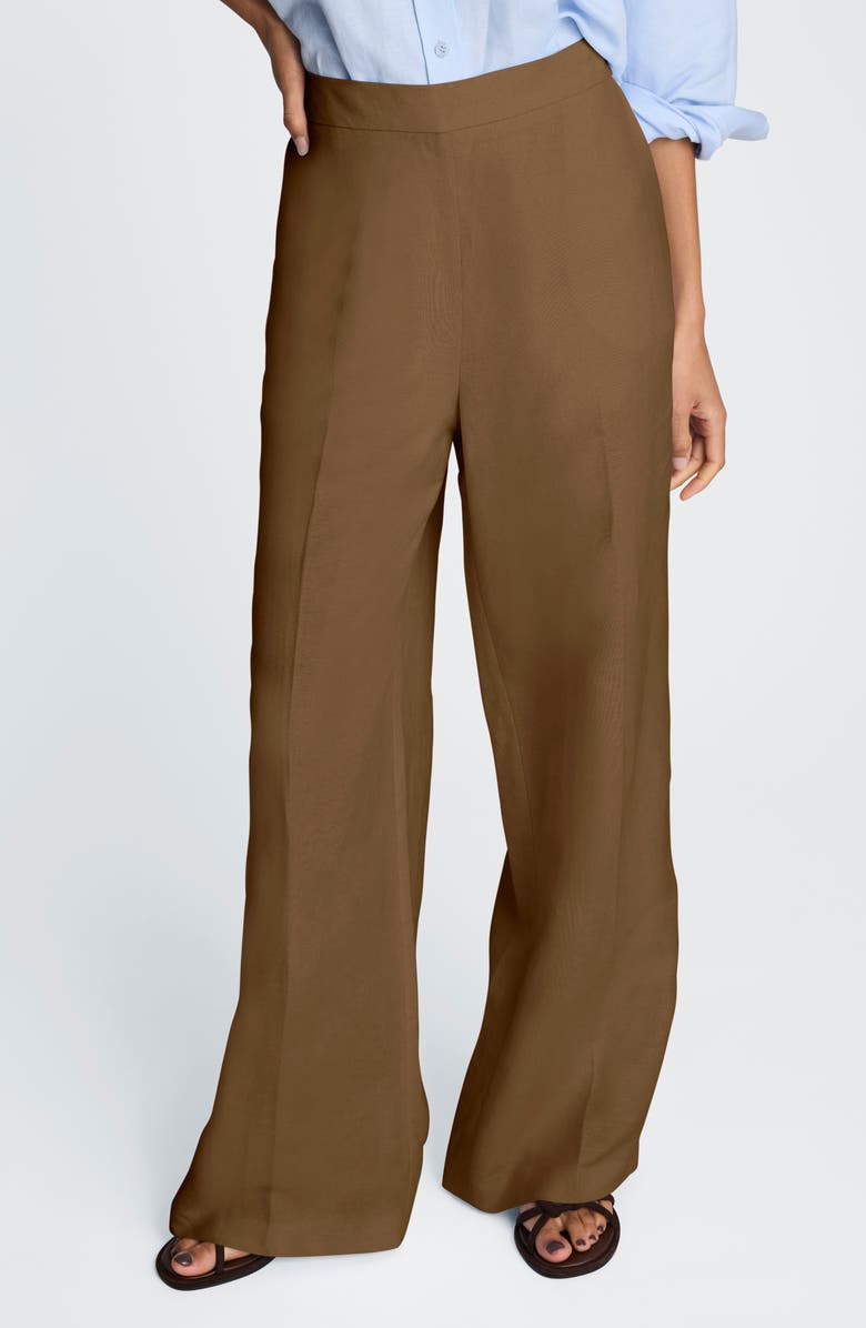 Kenneth Cole Pull-On Linen Blend Straight Leg Pants, Alternate, color, Mesquite