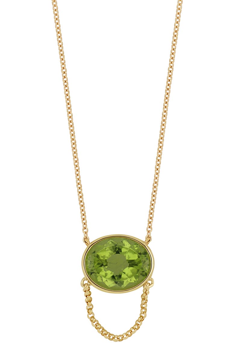 14K Gold Peridot Pendant Necklace, Main, color, 14K YELLOW GOLD