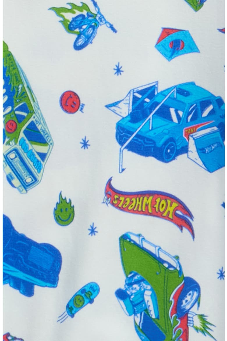x Hot Wheels Kids' Push Your Limits Fitted Two-Piece Pajamas, Alternate, color, CREAM/ BLUE