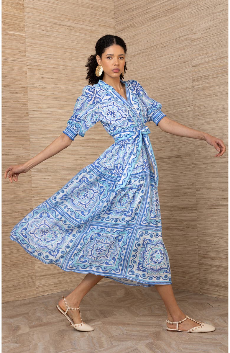 Hale Bob Bess Linen Dress, Alternate, color, Blue