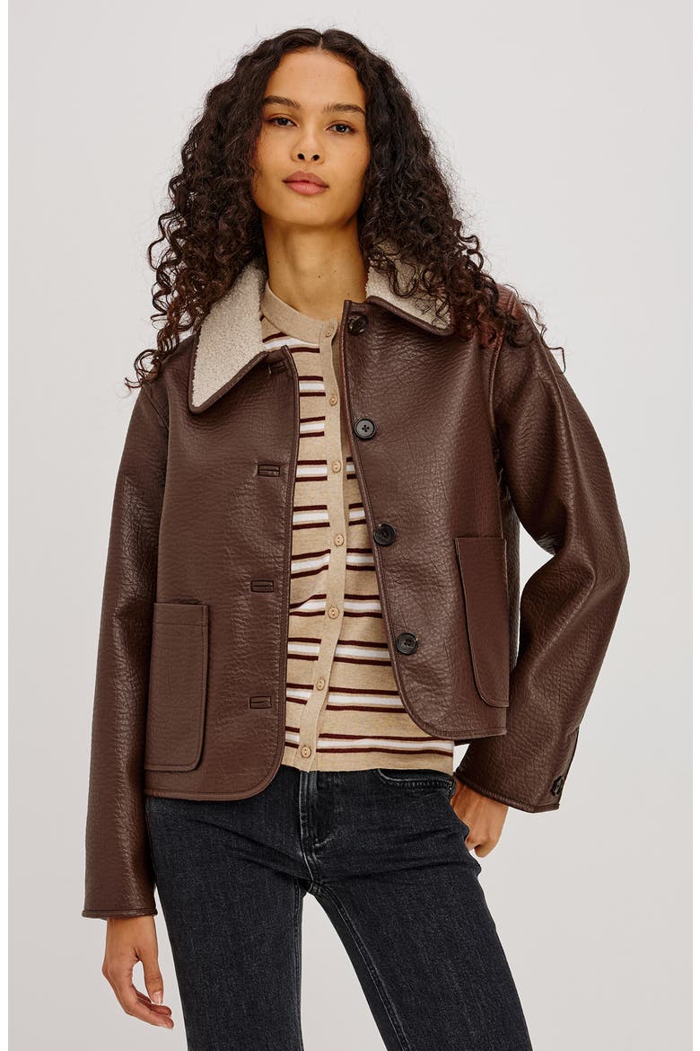 Terra Faux Leather Jacket, Alternate, color, ESPRESSO
