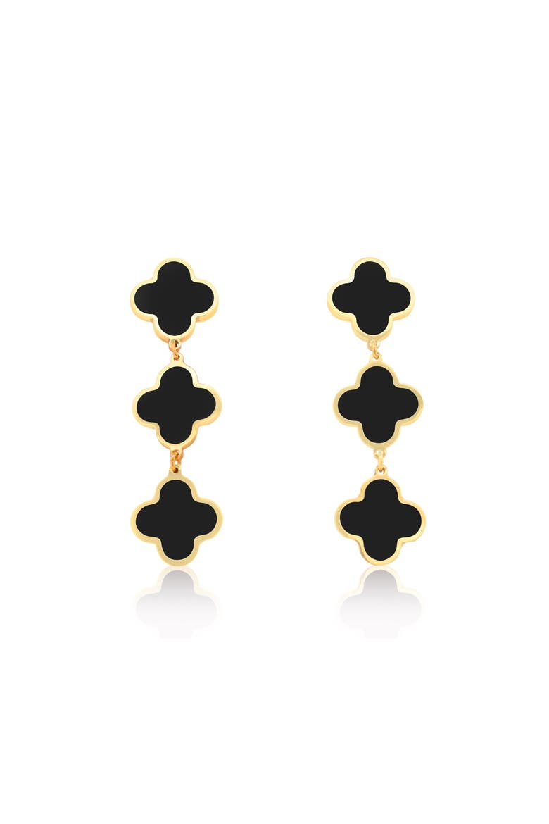 Onyx Clover Dangle Earrings, Alternate, color, Onyx
