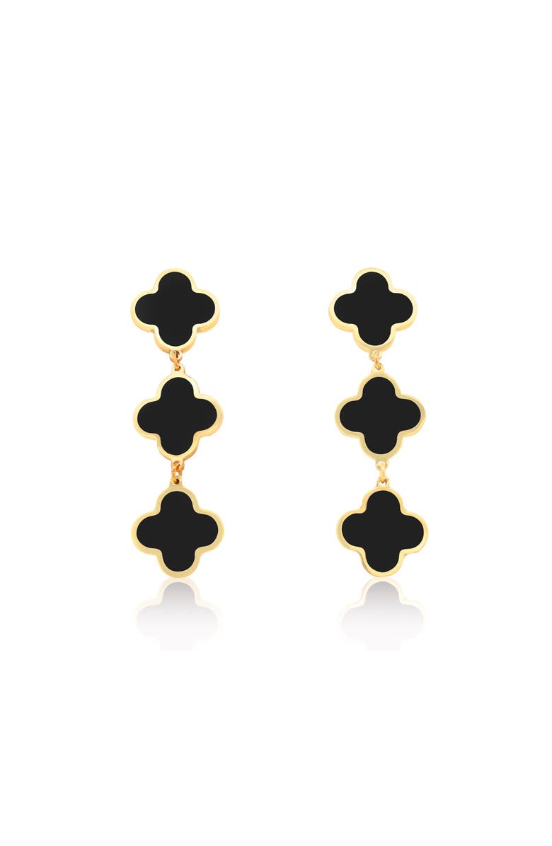 The Lovery Fine Jewelry Onyx Clover Dangle Earrings, Alternate, color, Onyx