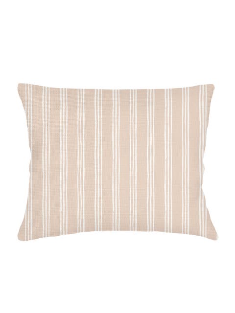Ocean Drift Beige Stripe Linen Dutch Euro Pillow 28x36 with Down Insert