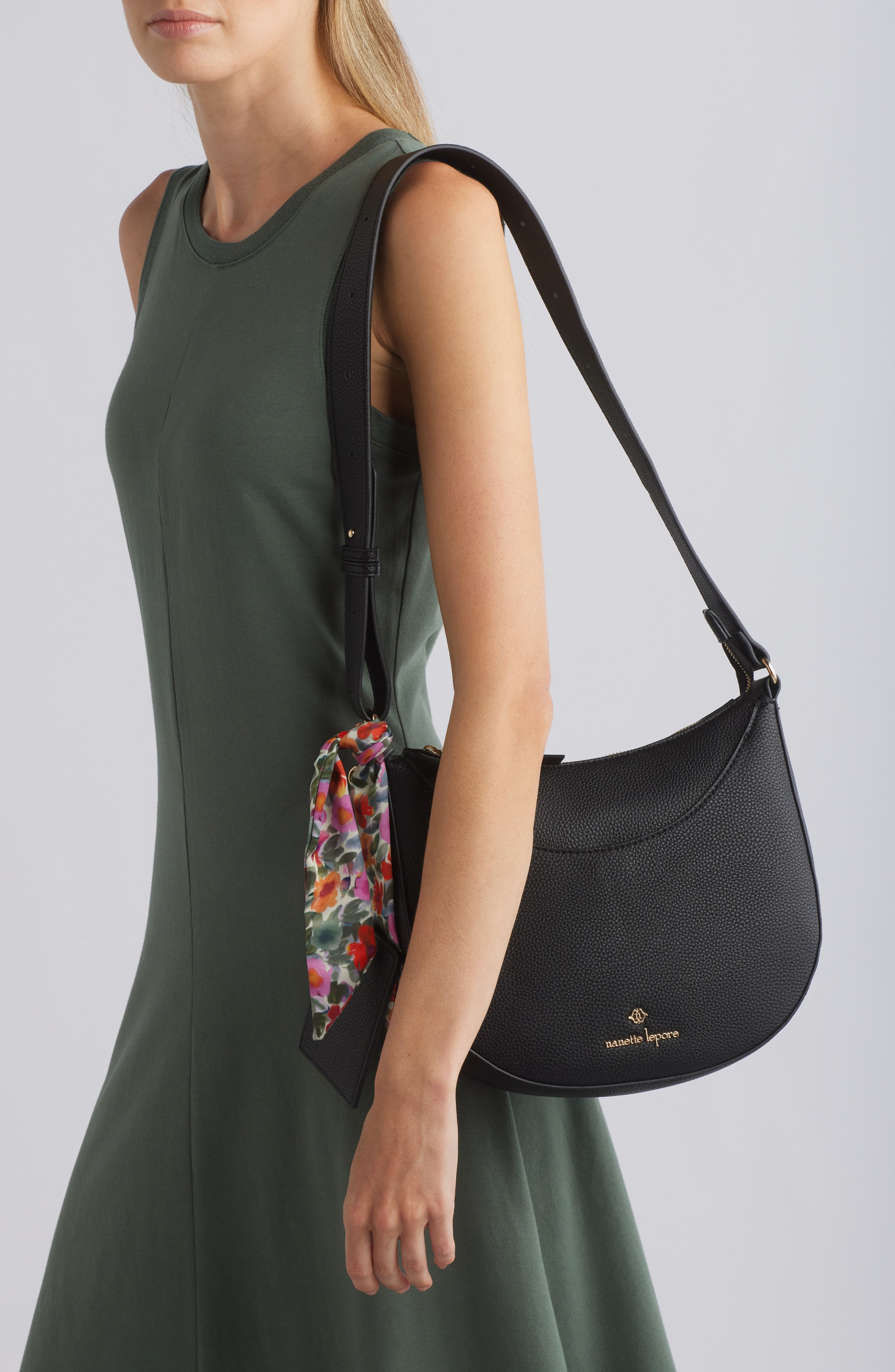 Nanette Lepore Scarf Crescent Shoulder Bag, Alternate, color, 