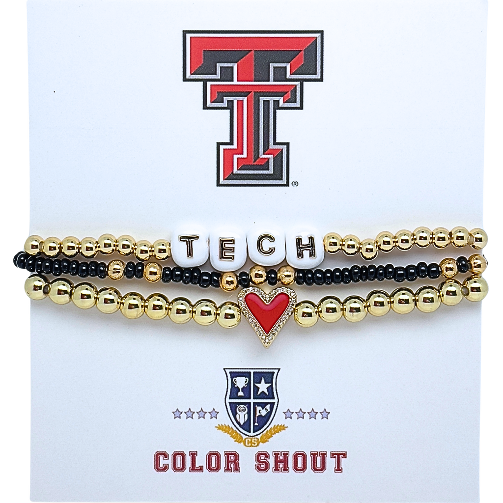 Color Shout Texas Tech Love My College Bracelet Stack In Gold