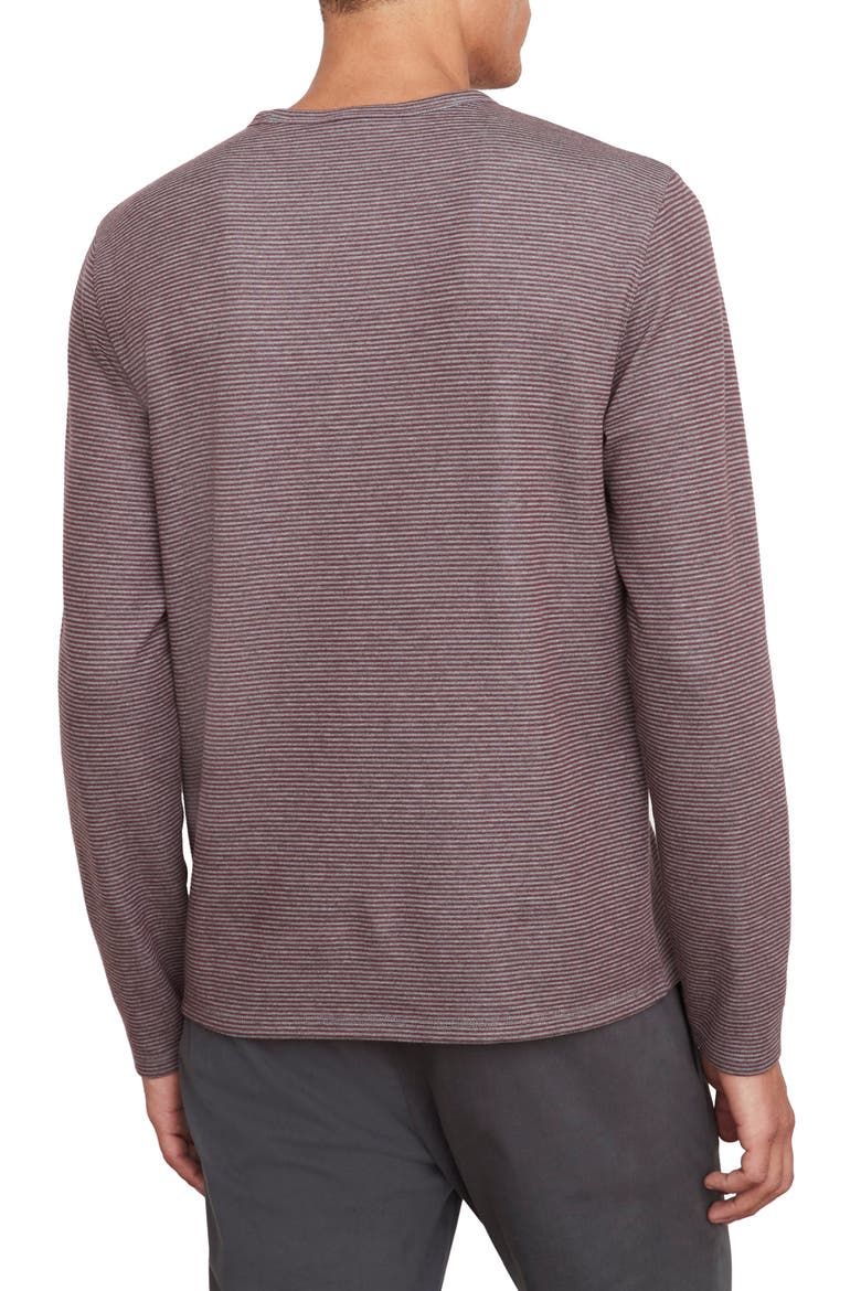 Double Stripe Long Sleeve T-Shirt, Alternate, color, MED H GREY/ BEET ROOT