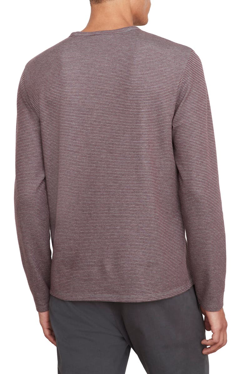 Vince Double Stripe Long Sleeve T-Shirt, Alternate, color, Med H Grey/ Beet Root