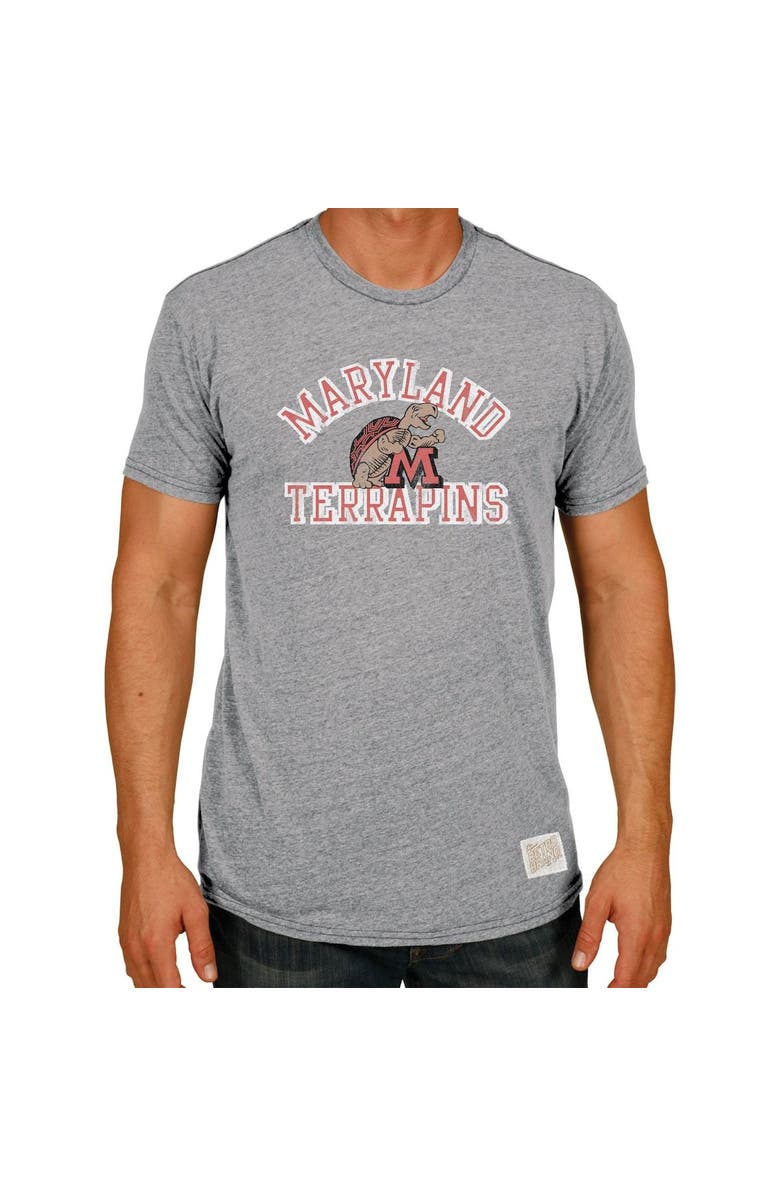 Retro Brand Men's Original Retro Brand Gray Maryland Terrapins Big & Tall Tri-Blend T-Shirt, Alternate, color,