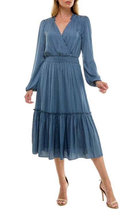 Long Sleeve Tiered Midi Dress