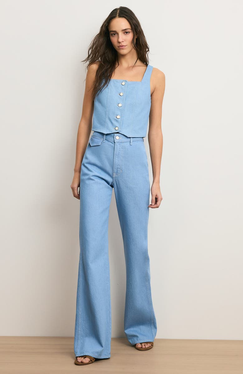 Veronica Beard Crosbie High Waist Wide Leg Trouser Jeans, Alternate, color, Bayside