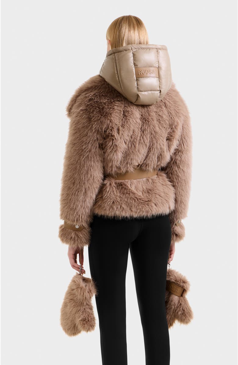 Rudsak Chloe Faux Fur Jacket with Puffer Hood, Alternate, color, 