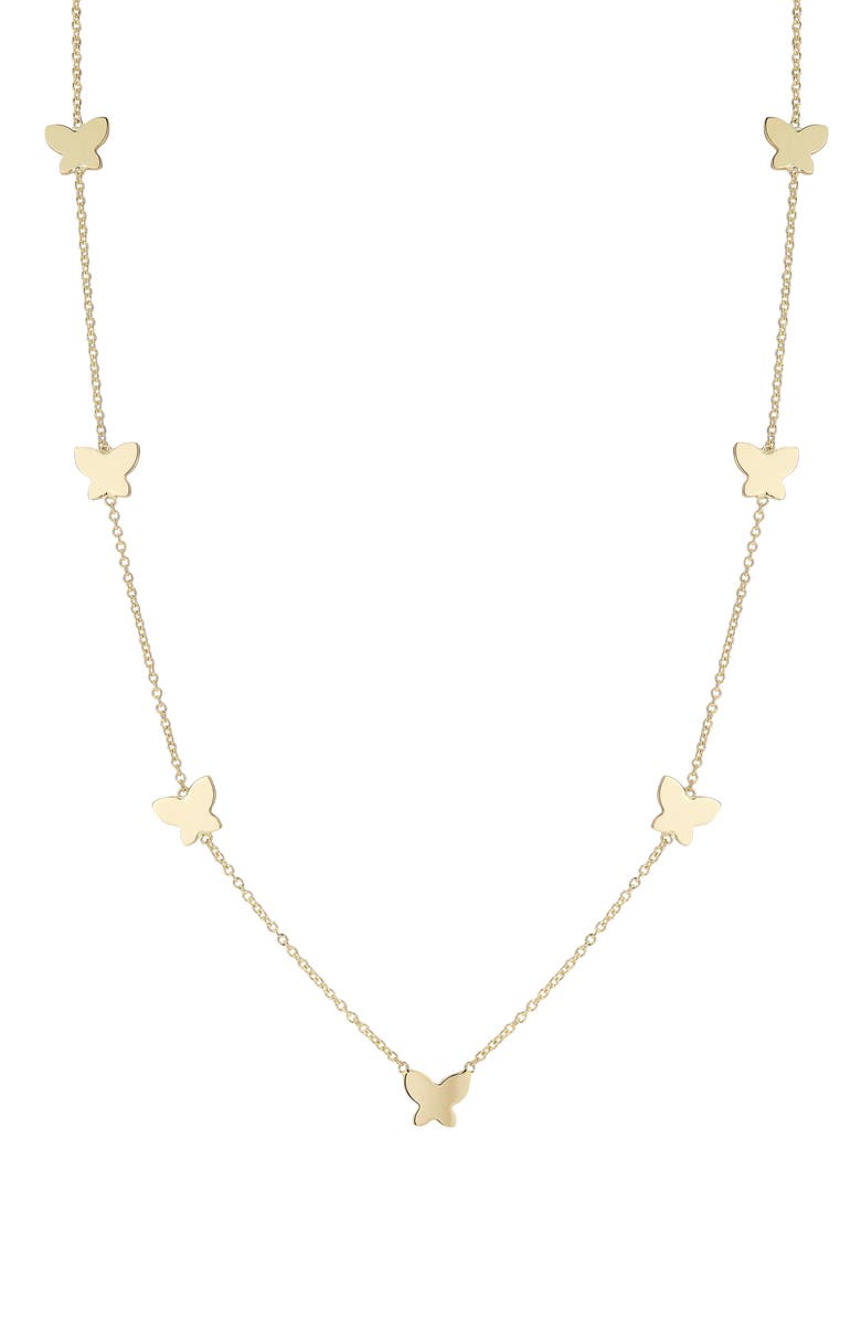Ember Fine Jewelry 14K Yellow Gold Butterfly Station Chain Necklace, Main, color,