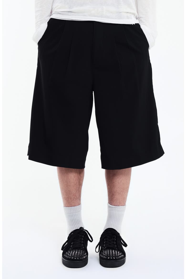 Goliath Pleated Oversize Shorts, Main, color, BLACK