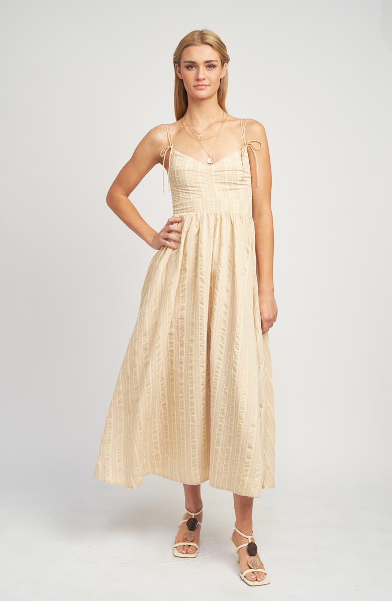 En Saison Brubeck Stripe Midi Dress, Alternate, color, Peach Taupe