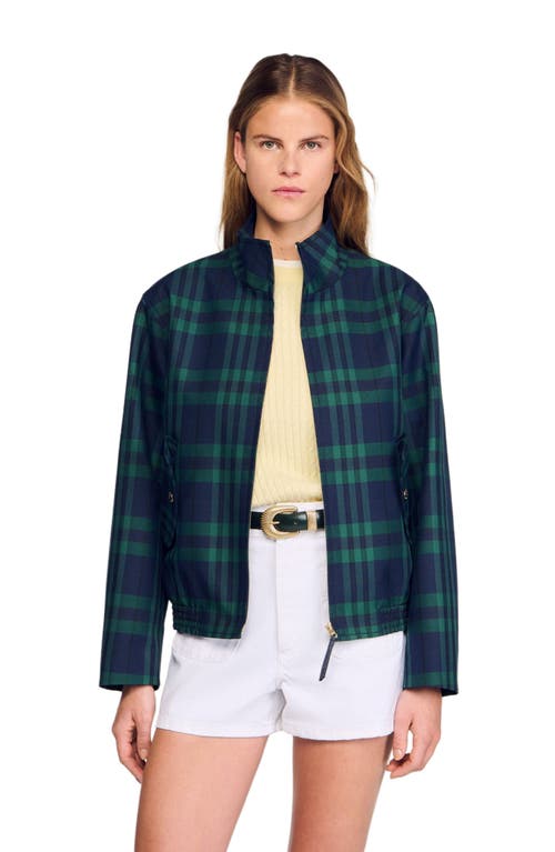 Sandro Checked Jacket In Blue