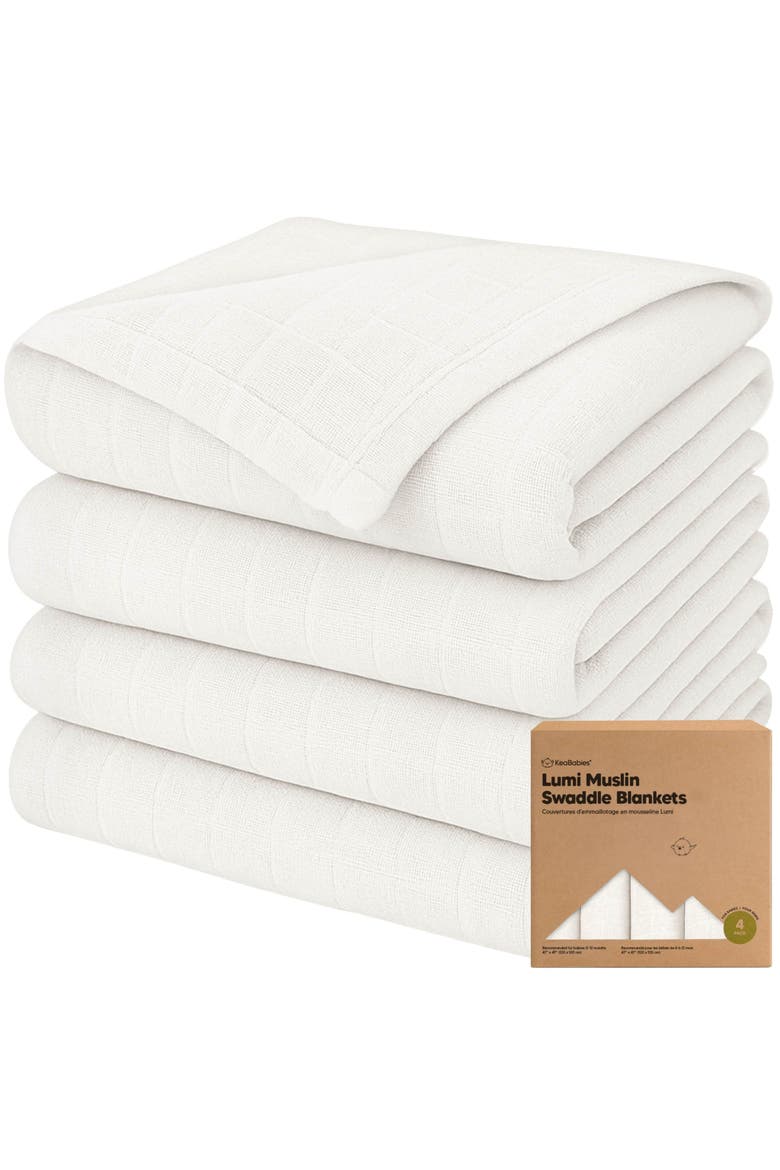 Lumi Muslin Swaddle Blankets, Main, color, Soft White