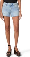 PAIGE Dylan Raw Hem Mid Rise Denim Shorts