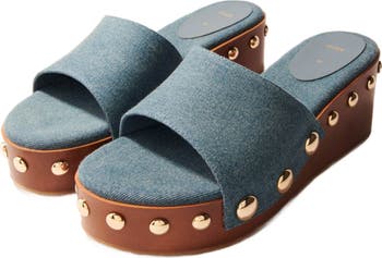 MAJE [マージ] Denim Studded Wedge Mules Maje_MFACH00778-D018_F_1.jpg