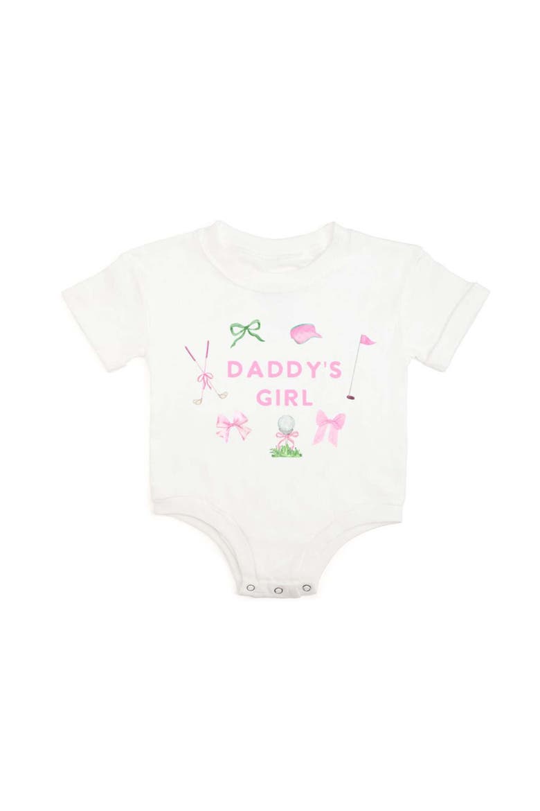 Daddy's Girl Golf Icon Short Sleeve Romper, Main, color, White