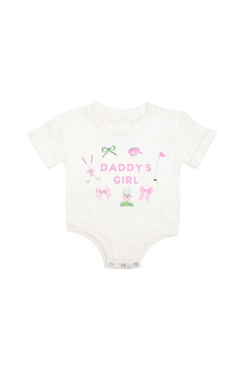 Sweet Wink Daddy's Girl Golf Icon Short Sleeve Romper, Main, color, White