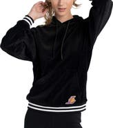 LUSSO Women's Lusso Black Los Angeles Lakers Nellie Oversized Velour Pullover Hoodie