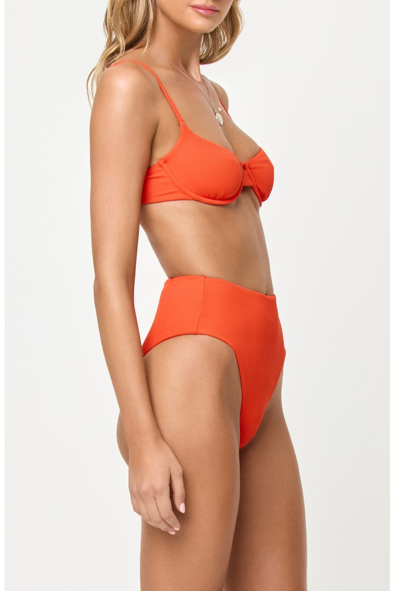 Belle Underwire Jacquard Bikini Top, Alternate, color, POPPY