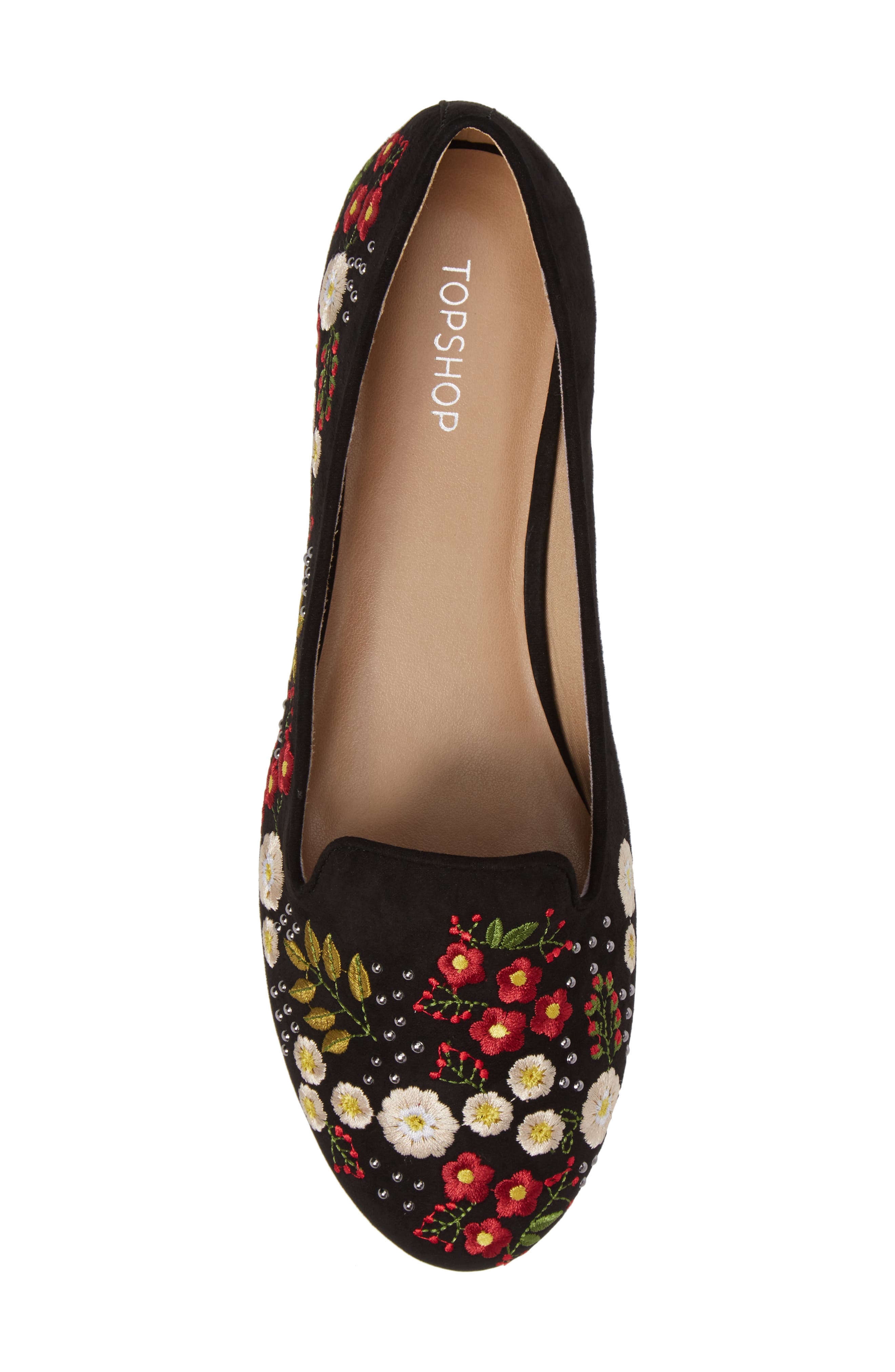 Topshop Sugar Embroidered Smoking Slipper, Alternate, color, 