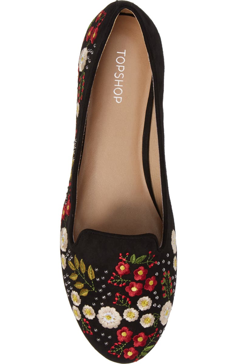 Topshop Sugar Embroidered Smoking Slipper, Alternate, color,