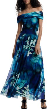 Desigual Floral Print Strapless Dress