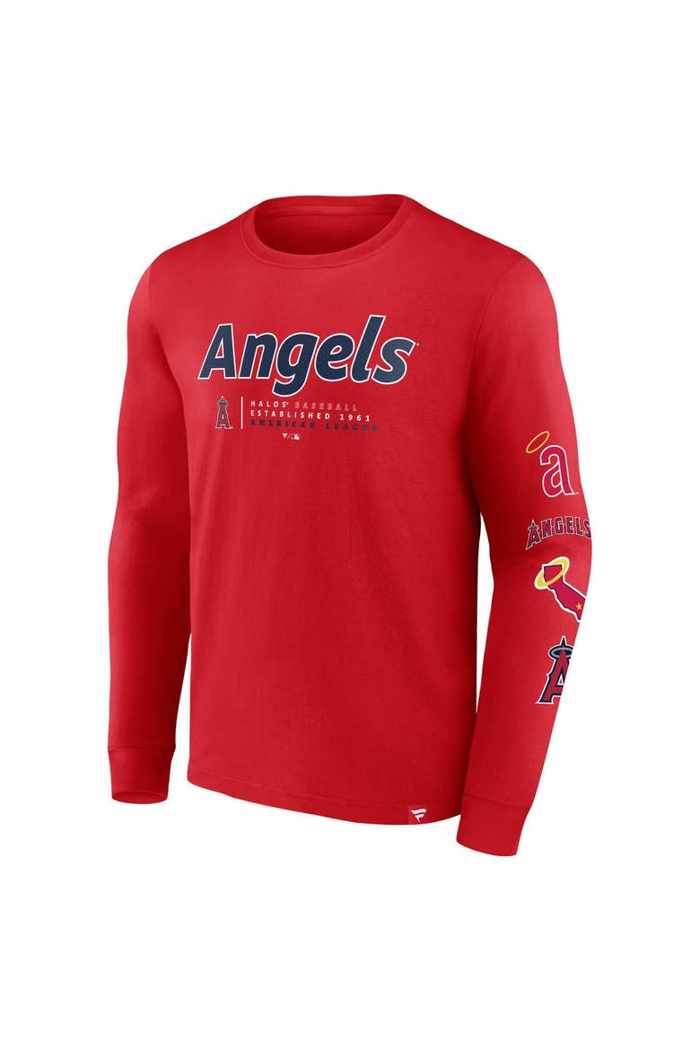 Men's Fanatics Branded Red Los Angeles Angels Strike the Goal Long Sleeve T-Shirt, Alternate, color, Red