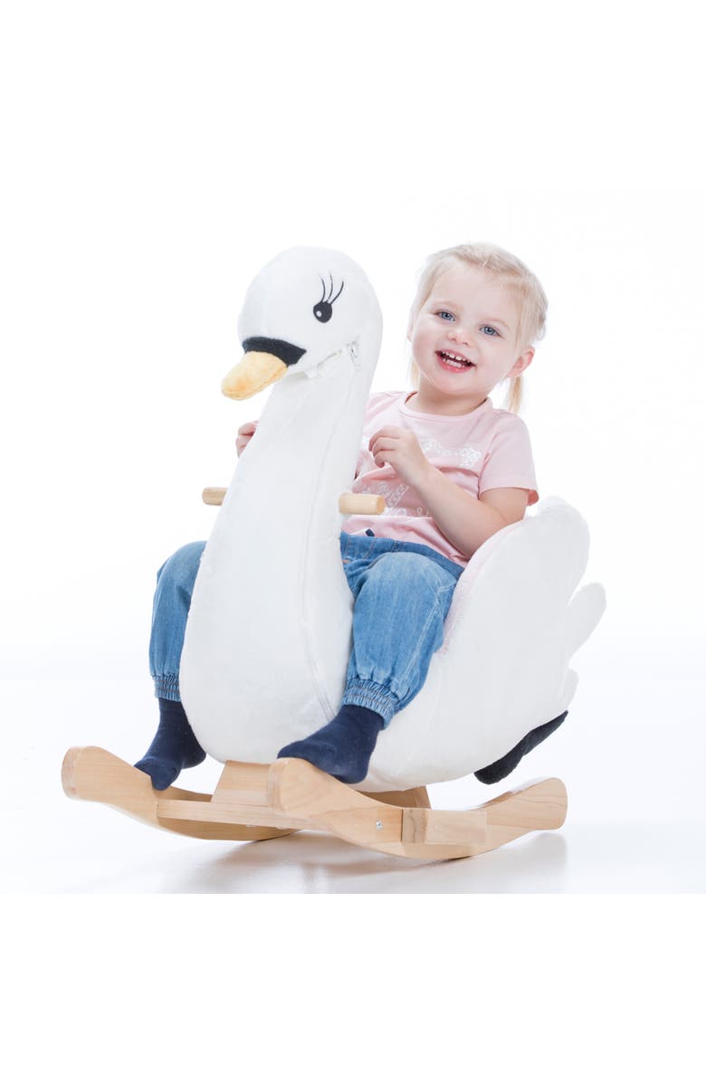 Gerardo´s Toys Little Rockers Swan Wooden Plush Ride, Alternate, color, Multicolored